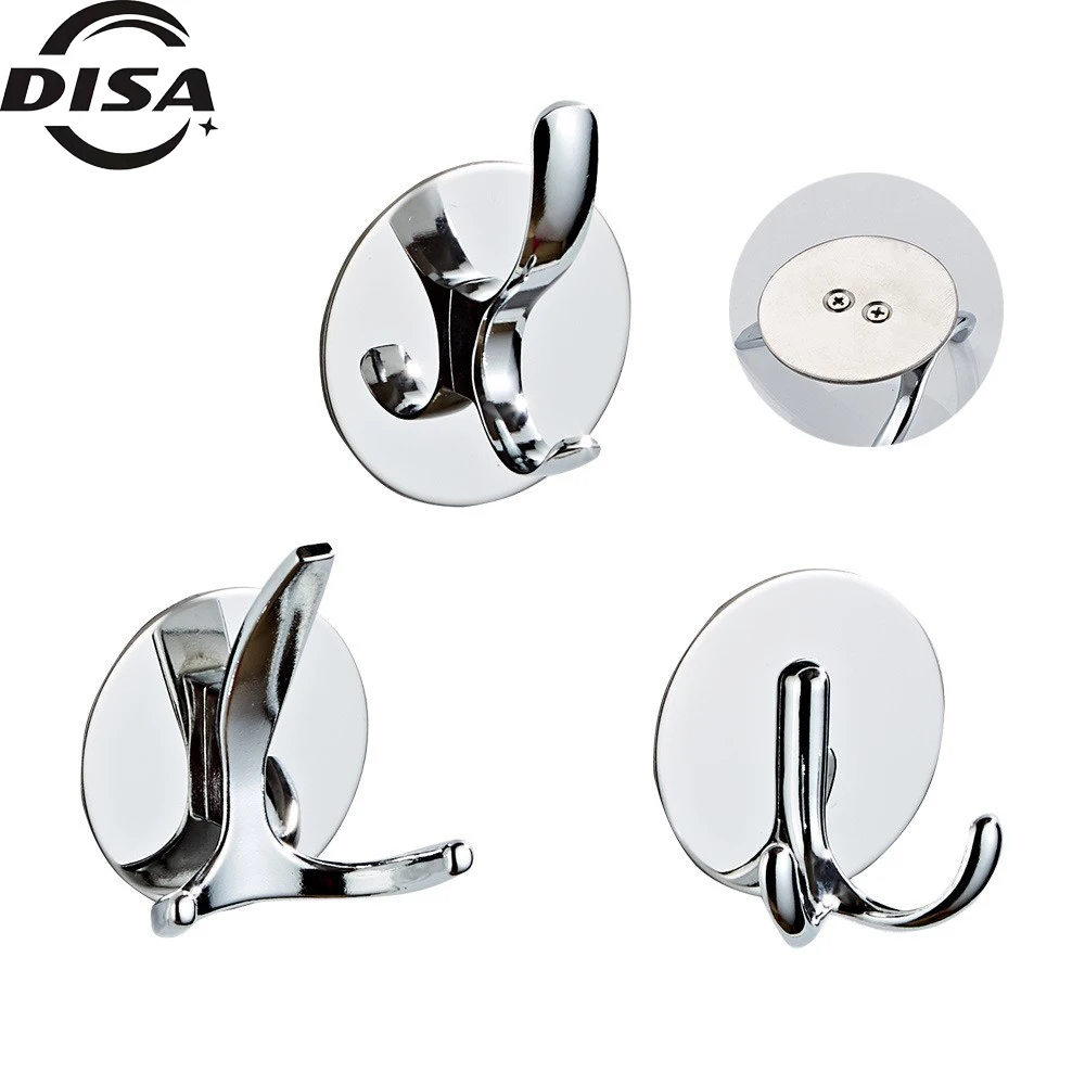 

Punch-free hook strong adhesive wall mount clothes hook door rear carrier stainless steel single hook bathroom clothes rack