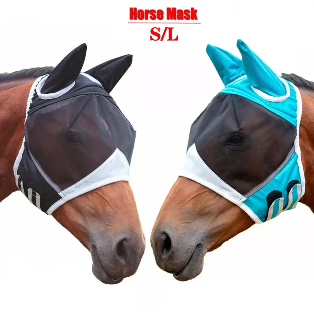 

Multicolor +Mesh Protect Riding Equestrian Knitted Equipment Anti-Flyworms Mask Anti Breathable Stretchy Masks Mosquito Horse