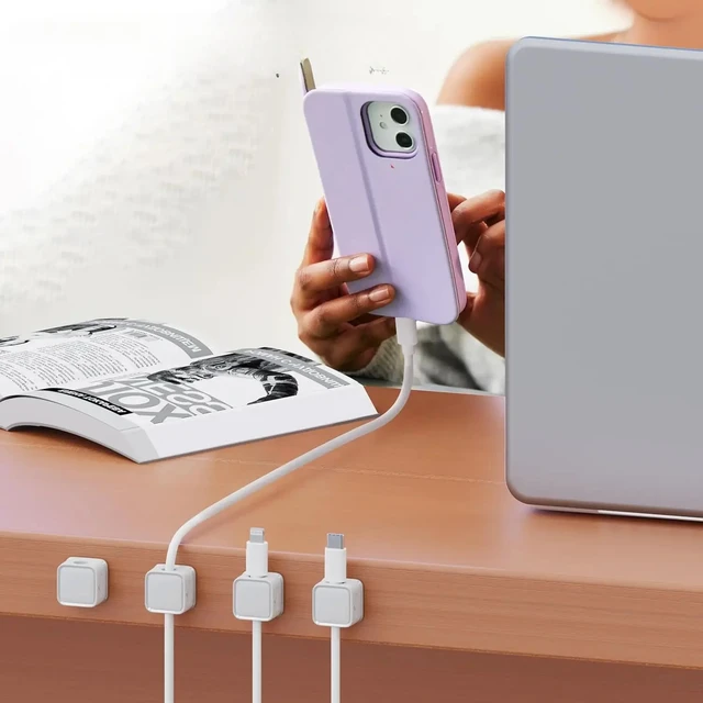 6-Pack Magnetic Cable Organizer Clips – Flexible Silicone Cord Holder for Mouse, Earphones & USB Wires 3