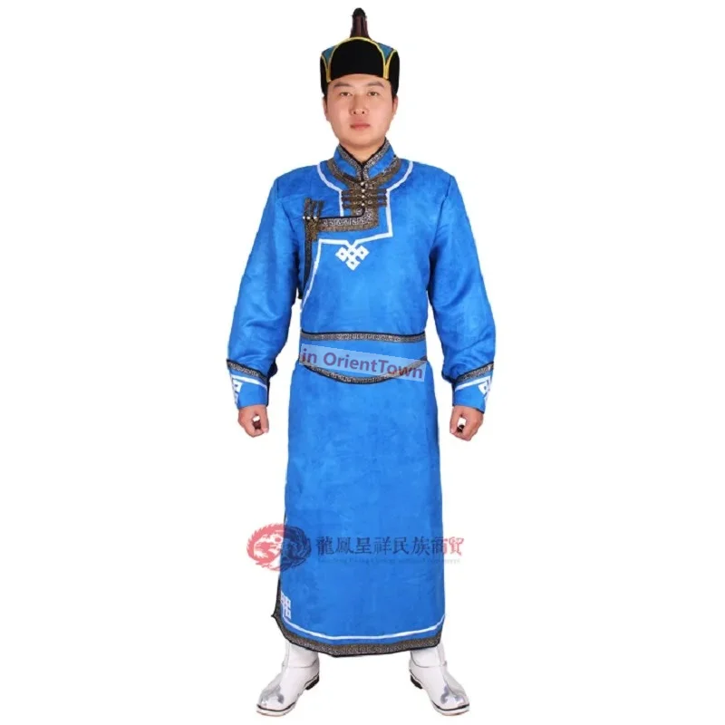 Male Robed Mongolia Clothes Male Costume Imitation Deerskin Velvet Mongolia Clothes Mongolian Robed Outfit