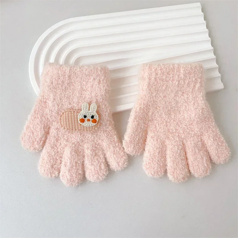 1-3Y Children Gloves Autumn Winter Warm Thicken Boys Girls Baby Riding Mittens Cute Cartoon Kid Kindergarten Five Fingers Mitten 4