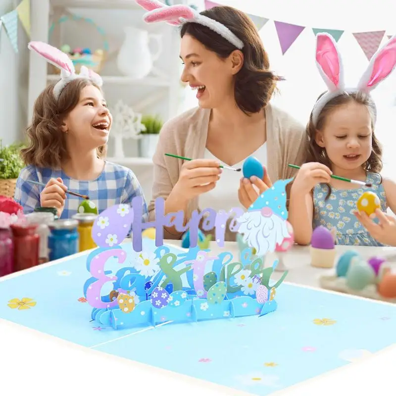 3D Easter Card 3D Greeting Card Pop Up Bunny Easter Cards Color-Printed Holiday Cards Happy Note With Envelopes For