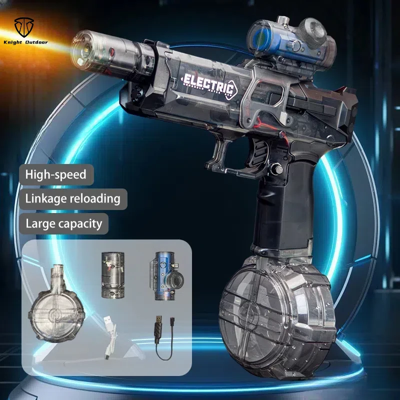 

Knight Fire Rat Electric Water Pistol Cool Light Full Automatic Water Spray Gun Summer Toy Sports Entertainment Children Gifts