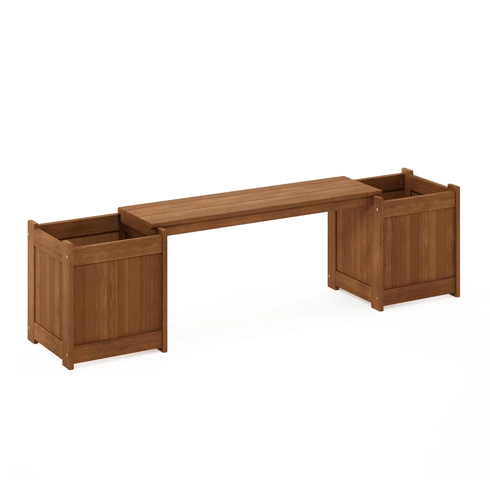 Outdoor Wooden Planter Box with Removable Bench – Teak Oil Treated 3