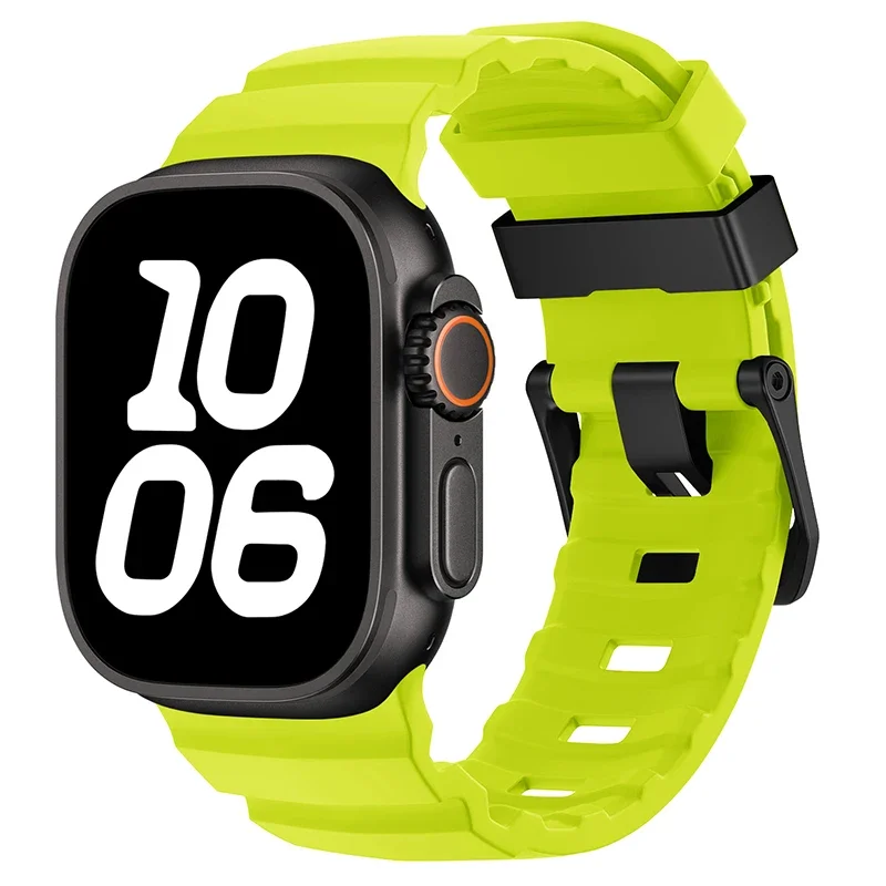 Sport Silicone and Titanium Metal Bracelet Strap