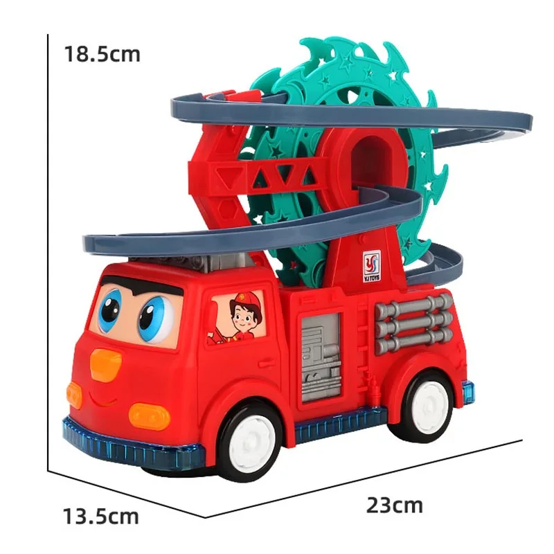 Children's Toy  Electric Fire Duck Ferris Wheel Railcar Car Universal Light Music Track Combined With Fire Truck With Music 6