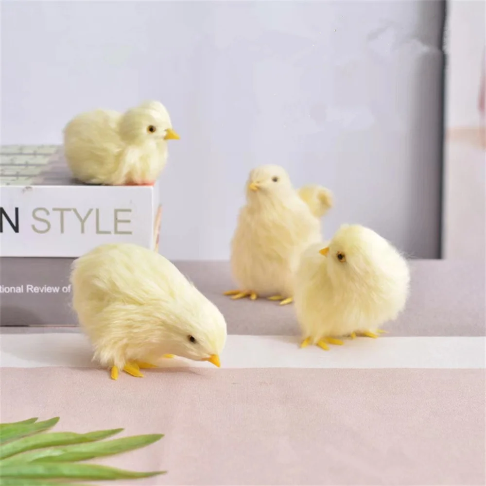 

1PC Realistic Simulation Chick Toy Plush Chick Ornament for Kids Easter Gifts Chicken Model Miniature Home Party Decorations