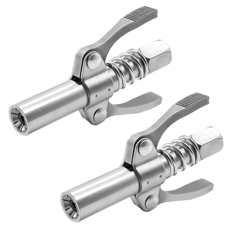 2Pcs Coupler Double Handle Grease Nipples Quick Lock Release Grease Nipples Ends Couplers Compatible Fitting