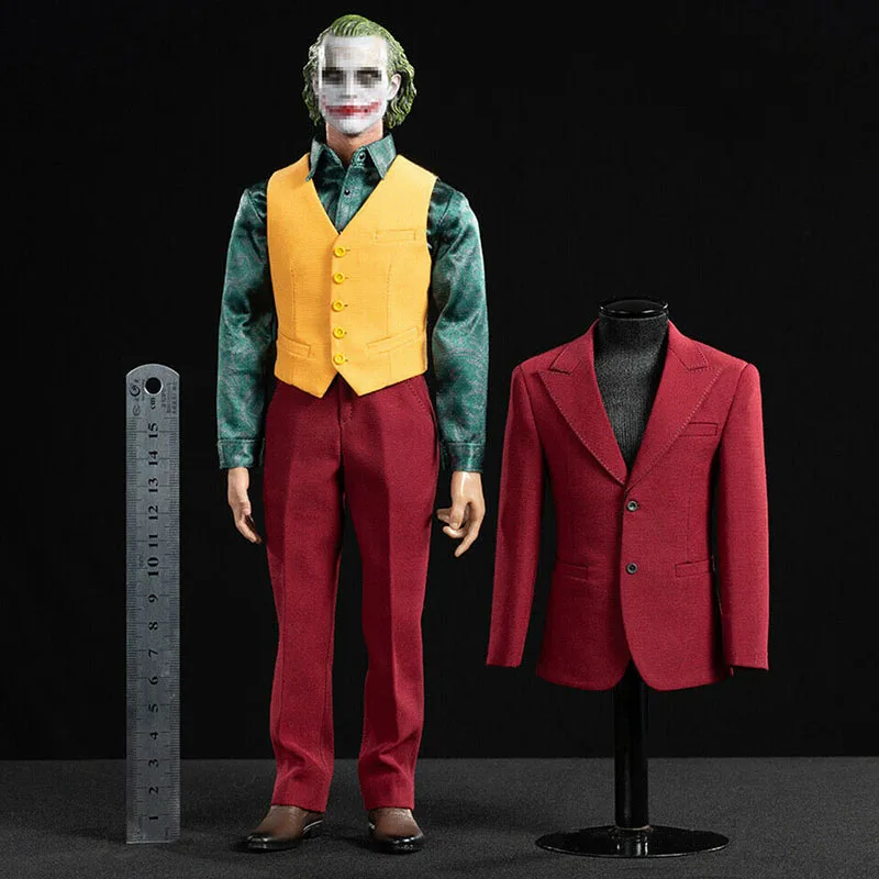 1/6 Cen-M13 Set Joker Joaquin Phoenix Head Sculpt Red Suit Set Pvc Makeup Maschio Clown Head Carving Fit 12 ''Action Figure Body