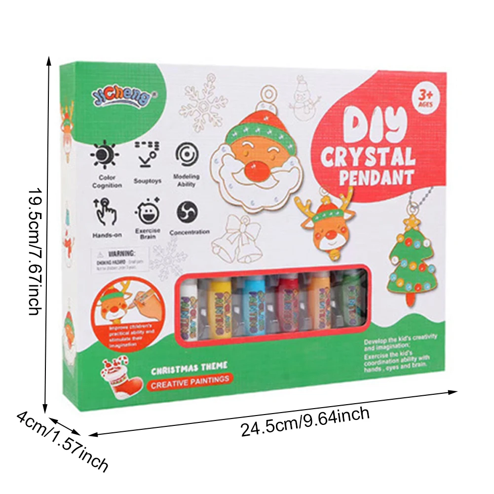 Diy Crystal Paint Arts And Crafts Set,DIY Crystal Pendant Kit, 2024 New Diy Crystal  Painting Kit For Kids, Bake-Free Crystal Color Glue Painting Pendant Toy, Art  painting kit gifts (Halloween B) 