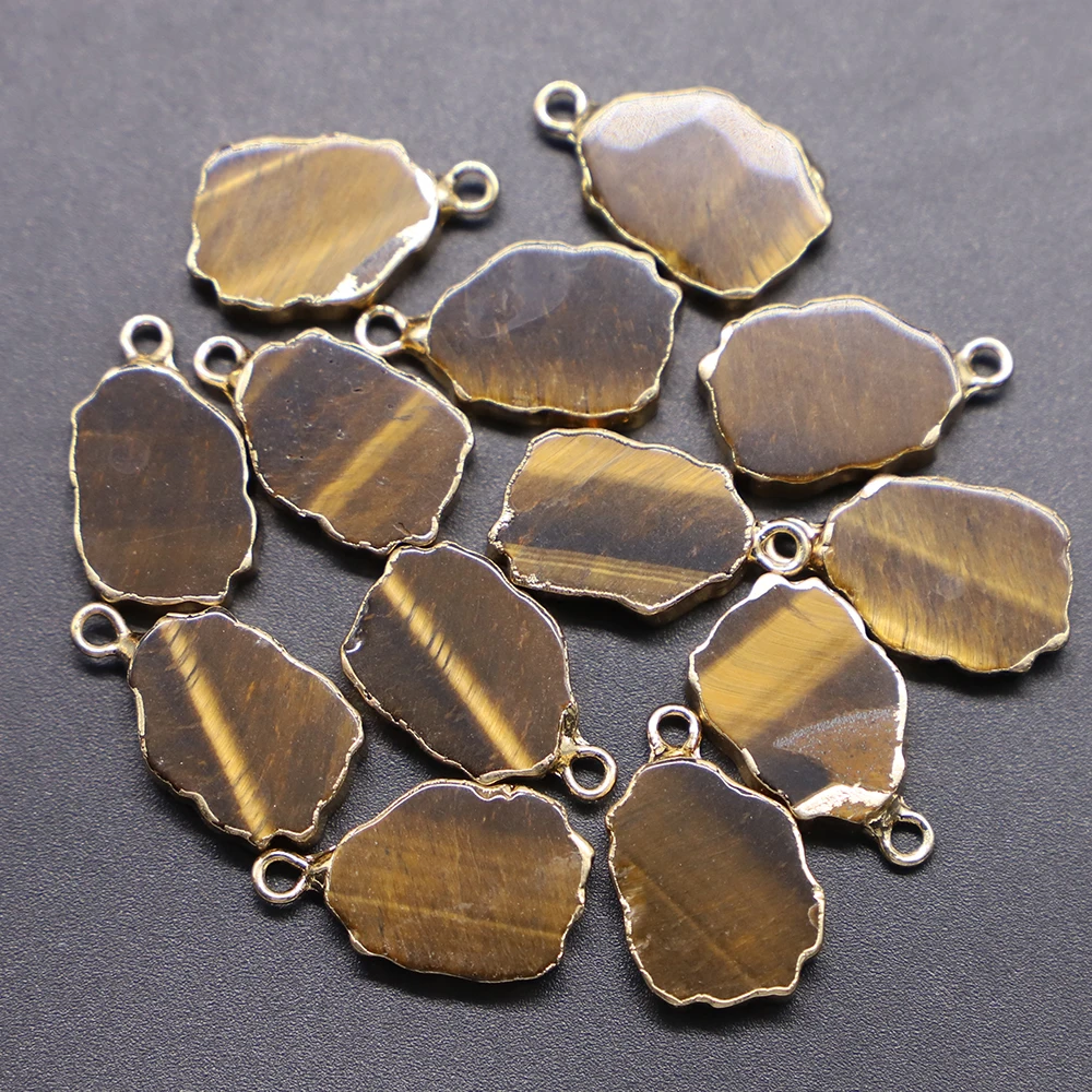 Selling Natural Stone Irregular Geometric Pendants Crystal Agate Quartz Flat Necklace Jewelry Making DIY Earring Accessories