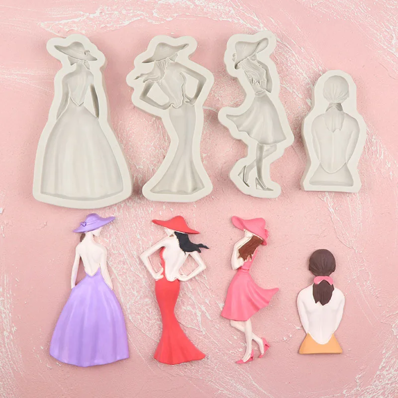 

3D Pretty Girl Back Shape Silicone Molds DIY Elegance Lady Fondant Chocolate Jelly Mousse Decor Baking Tools Plaster Resin Mould