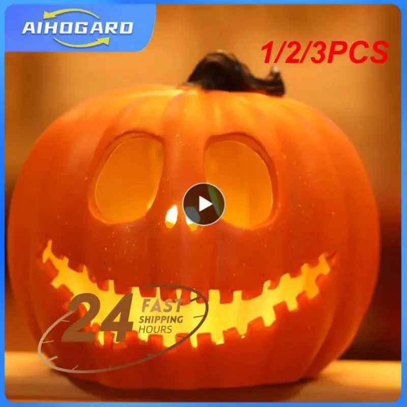 

1/2/3PCS Halloween Pumpkin Led Light Lamp Creative Lantern Decoration Flashing Light Gypsophila Ghost Festival Dress Up Glowing