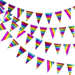 Rose Gold Triangle Garland for Celebrations and Decor (Rainbow Strip)