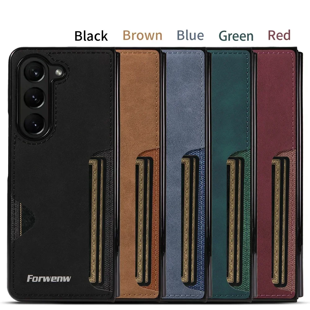 Étui de luxe en cuir PU + PC pour Samsung Galaxy Z Fold 7 6 5 4 3 5G Fold7 Fold6 Fold5 fente pour carte housse de téléphone Etui Coque – Image 4