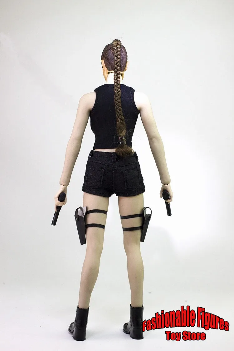1/6 섹시한 여성 군인 스파이 에이전트 무기 액세서리 꽉 검은 조끼 자르기 탑 12 인치 액션 피규어 바디에 대한 핫 반바지