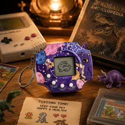 Retro Virtual Dinosaur Pet Keychain Game Console - Fun Pixel Electronic Toy Gift (Purple Pet Machine)