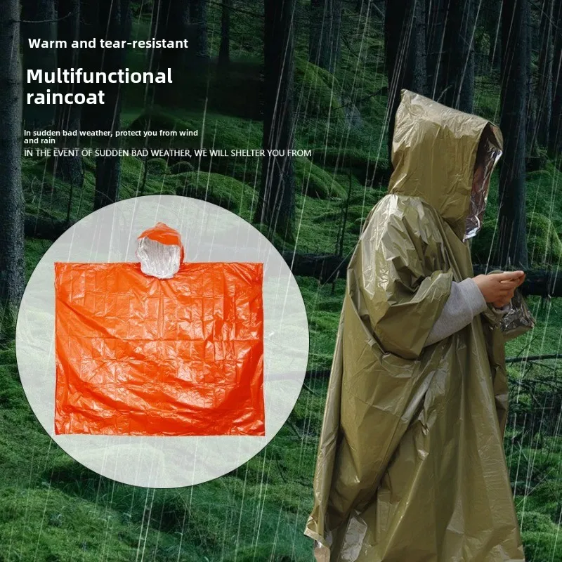 Outdoor Portable First Aid Raincoat Long Thickened Reflective Windproof Hiking Multifunctional Raincoat Rain Poncho