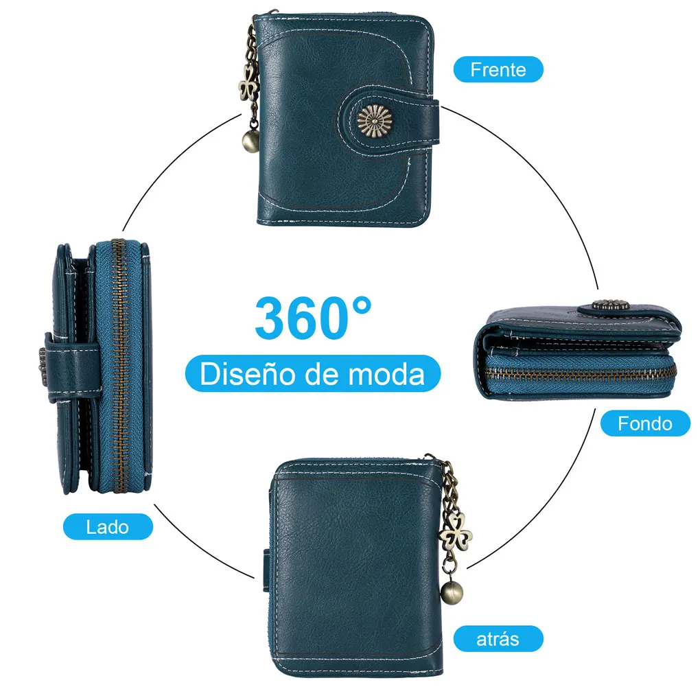 Women Change Short Wallet PU Leather Zipper Closure Coin Pocket Purse Card Holder Carrying Bag Festival Orange 6