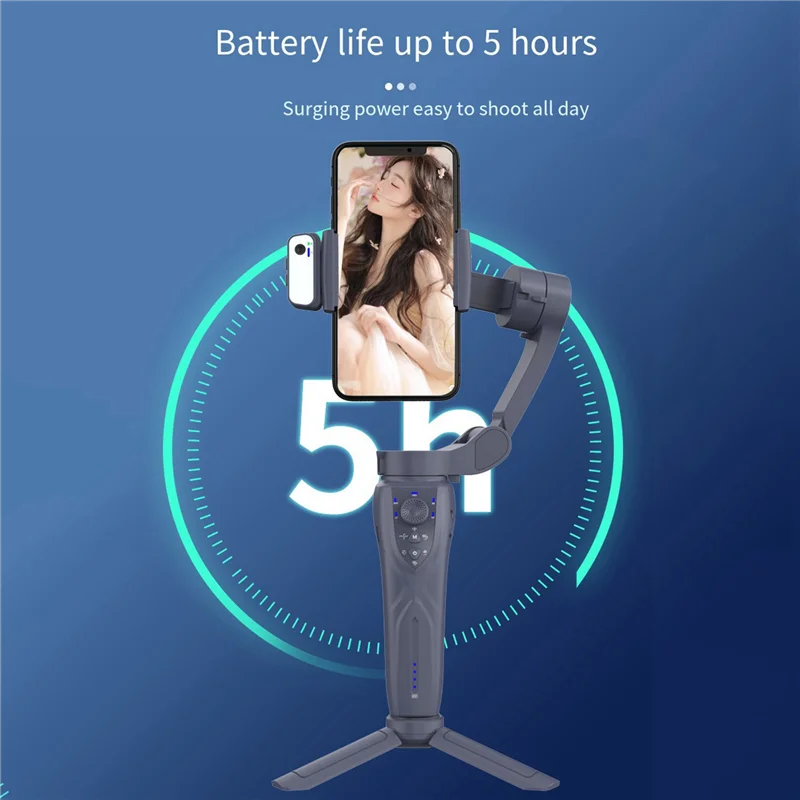 B68C F12 3축 핸드헬드 짐벌 스마트폰 스테빌라이저 핸드폰 셀카봉 (폰 브이로그, 흔들림 방지 비디오 녹화용)