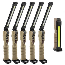 6* 1* COB XPE LED Pocket Emergency Flashlight 18650 Type C Garage Work Light Foldable Car Inspection Lamp Red Warning Lantern