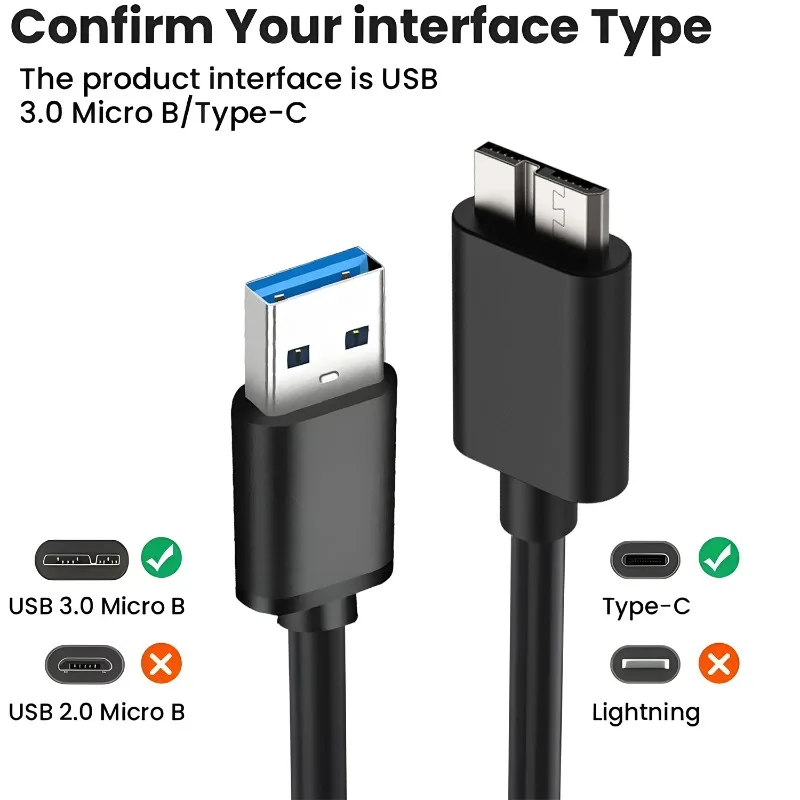 USB 3.0 Type A To USB3.0 Micro B Cable Data Sync Cable Cord for External Hard Drive Disk HDD Adapter Wire 2m High Speed Transfer