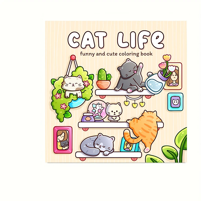 Cat's Daily Life Adult Coloring Book - 28 Pages of Creative Relaxation
