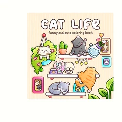 Cat's Daily Life Adult Coloring Book - 28 Pages of Creative Relaxation - Style 1