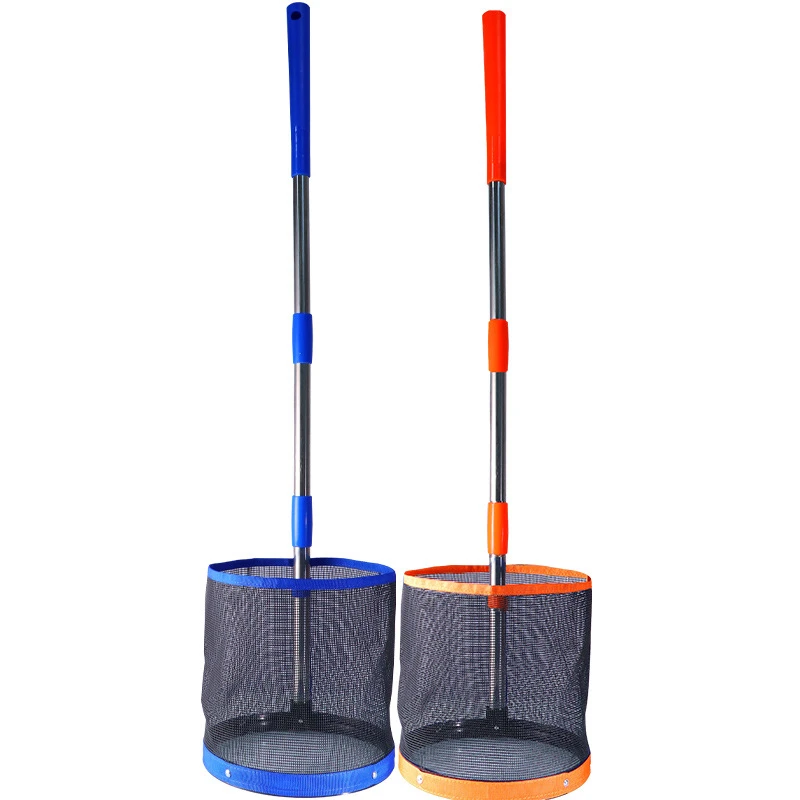 Table Tennis Ball Picker Bucket 23x23cm with 99cm Detachable Stainless Pole for Professional Training table tennis ball picker bucket