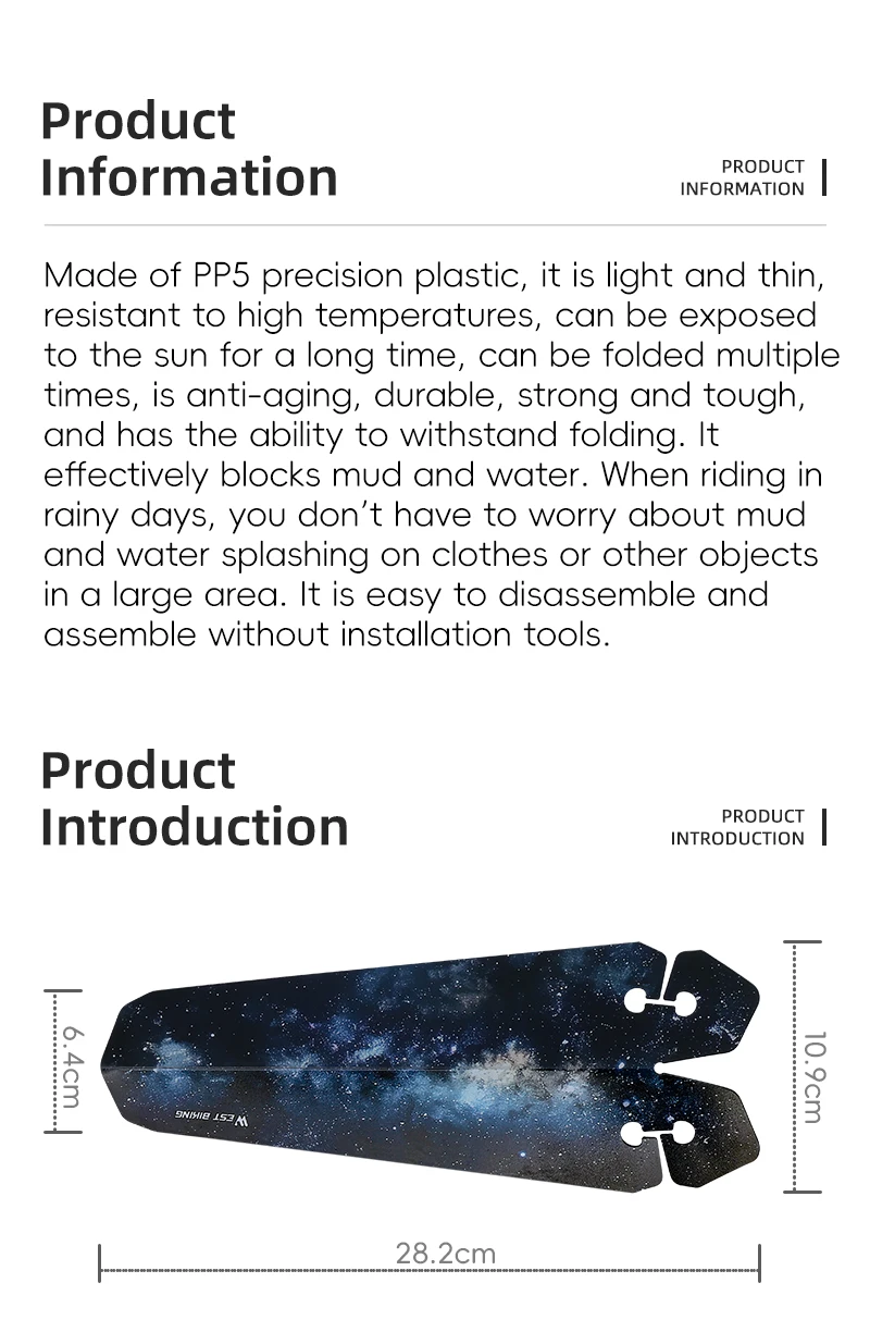 Description Picture 3 of itemWEST BIKING Ultralight Bicycle Fender Quick Removal MTB Road Bike Fender Rear Tire Universal Saddle Mudguard Cycling Accessories