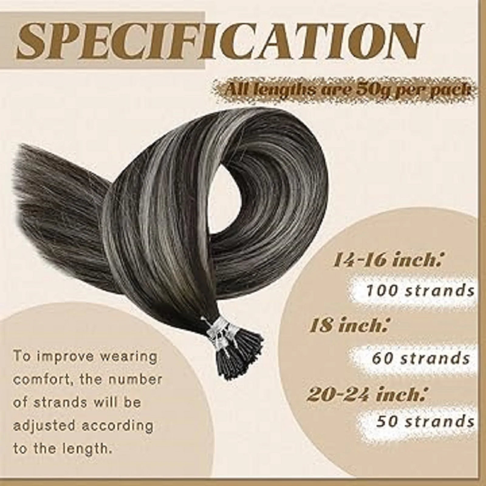 YoungSee I Tip Extension Full Head Hair Natural Real Human Fusion Hair Thick hair end Remy 14-24Inch 50G-100G