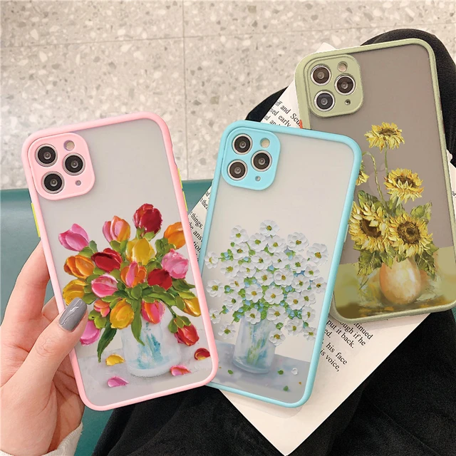 Retro Oil Painting Flower Phone Case For iPhone 11 12 Pro Max 15 Pro Max 13