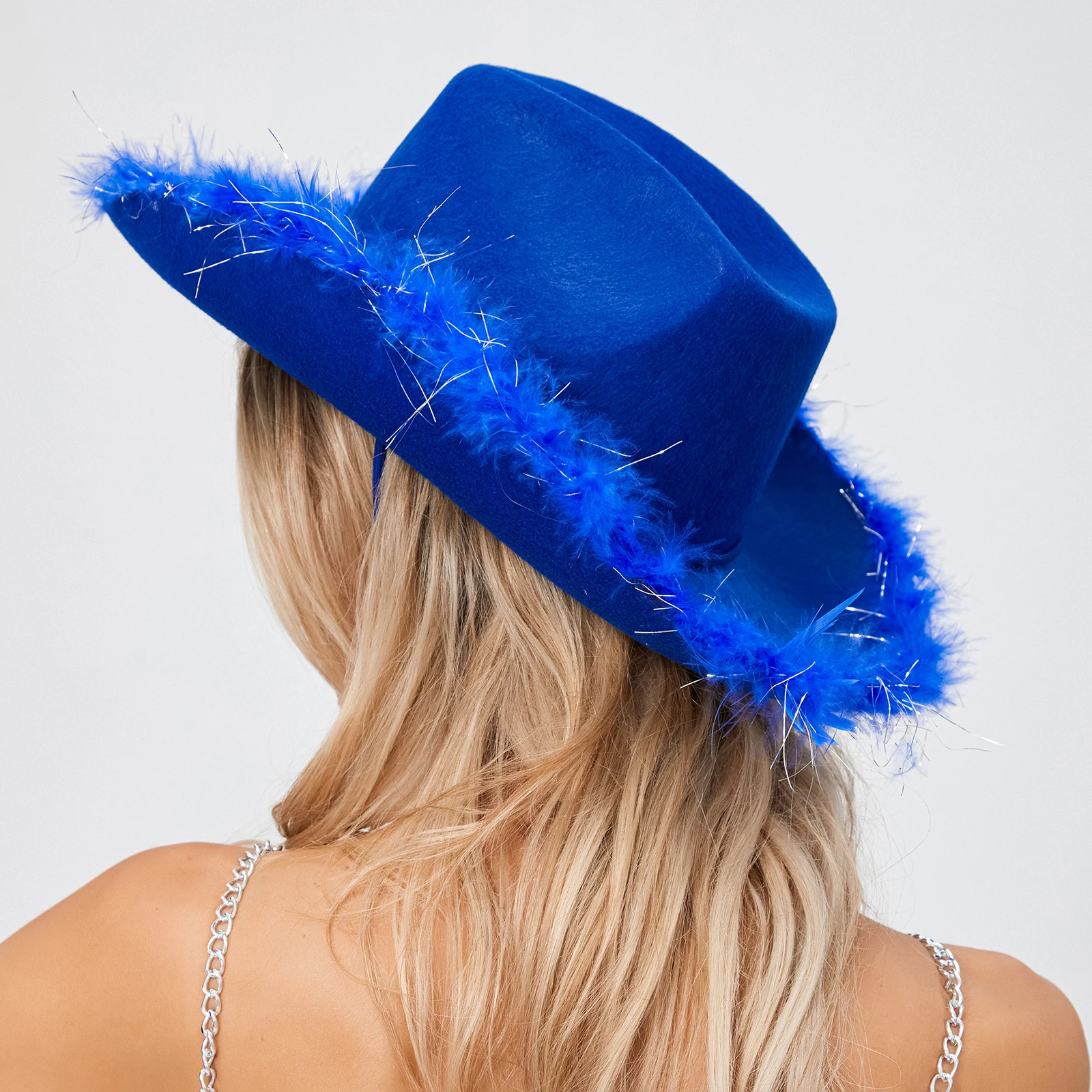 Cowboy hats cowgirl hats Women's Cowboy Hat Summer Solid Color Furry Trim Wide Brim Hat Female Cap for Dating Party