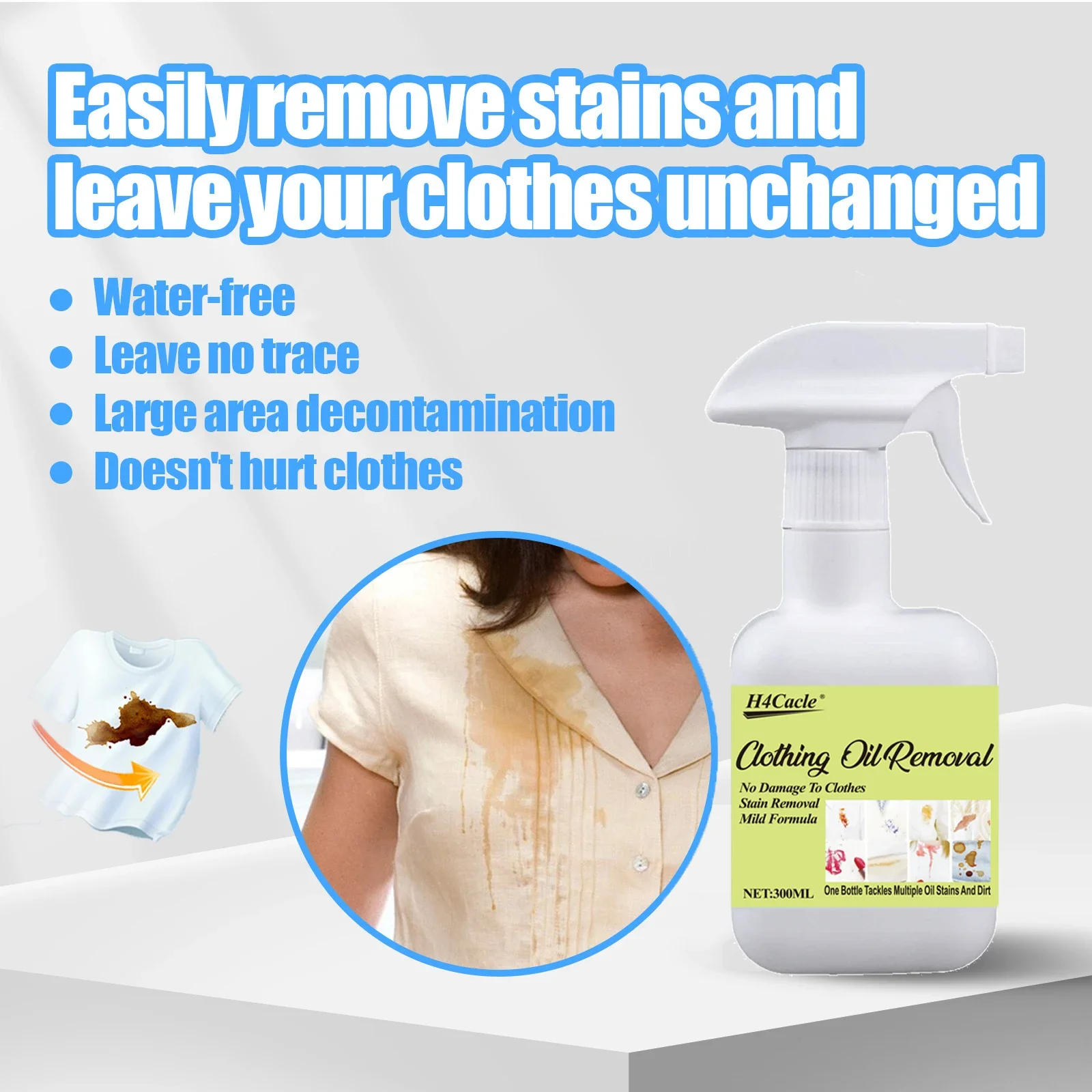 Clothes Oil Stain Remover Dust Cleaner Stain Cleaning Spray Remover Effective Oil Removal For Fabric Cloth