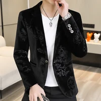 Blazer New Men's Fashion Business Gentleman Wedding English Style Banquet Work Canary Outdoor Casual Slim Blazer 2