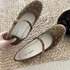 Rivet Decor Velvet Mary Janes Shoes Women Round Toe Elegant Ballet Flats Shoes Ladies Buckle Strap Spring Autumn Loafers New 3
