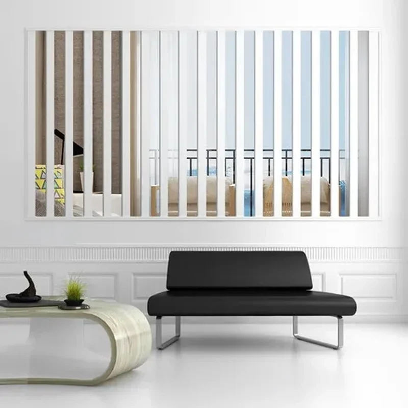 10pcs Strip Wall Stickers Living Room TV Back Drop DIY Art Wall Decor Home Entrance Acrylic Mirror 3D Stickers Decoration