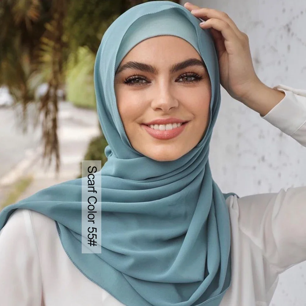 head scarf women plain bubble chiffon hijab wrap solid color shawls headband hijabs scarves 56 colors