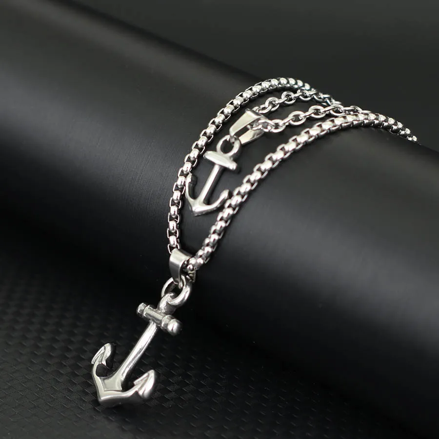 Stainless Steel Anchor Pendant Necklace for Men