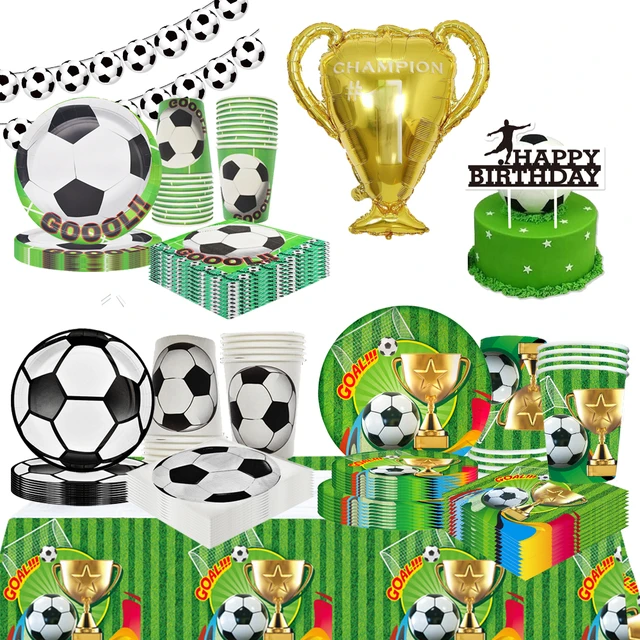 Calcio calcio tema bambini decorazione per feste di compleanno Set  forniture per feste tazza piatto tovaglia Banner forniture per feste per  bambini - AliExpress