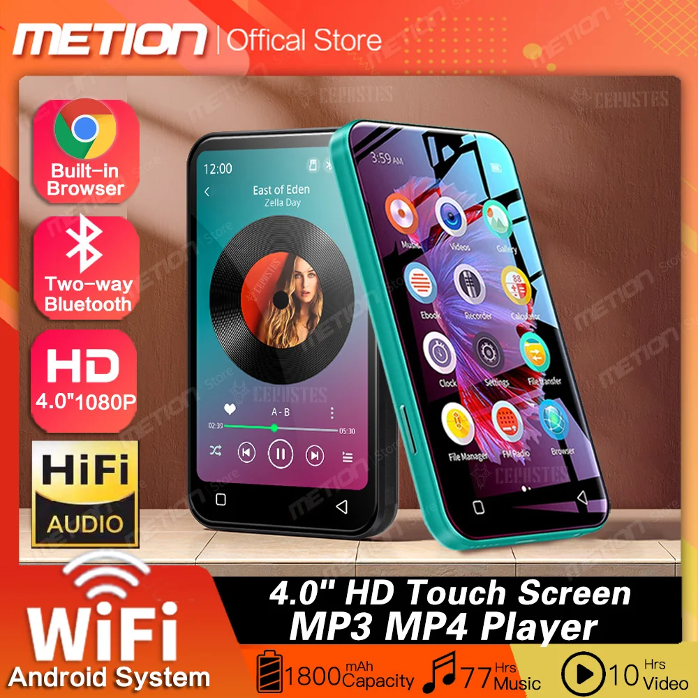 WiFi Mp3 Player Bluetooth 4.0" Full Touch Screen Mp4 HiFi Sound Walkman Digital Music Player FM/Recorder/Clock/ Browser/Speaker