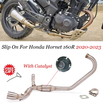 Motorcycle Exhaust Modified Escape Moto Stainless Front Mid Link Pipe With Catalyst 51mm Slip On For Honda Hornet 160R 2020-2023