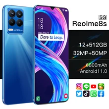 

Reolme8s Smart Phone 12GB+512GB 6.7 Inch HD+ Screen Android Phone 6800mAh Battery Global 5G Cellphone Supports Google Mobile