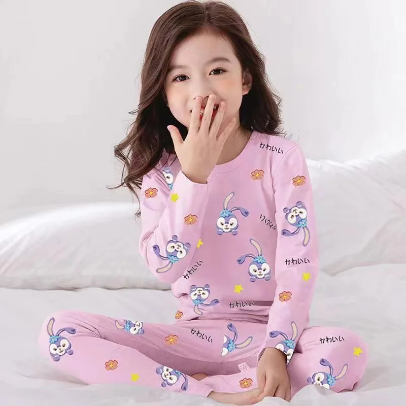 Disney Cartoon Frozen Children's Sleepwear Set Girls Boys Long Sleeve Pajamas Elsa Spider-Man Autumn Sleepwear Set