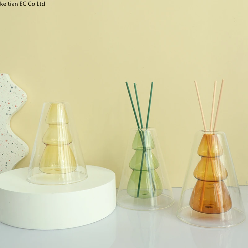 Creative Christmas Tree Glass Aromatherapy bottle Perfume Essential oil diffuser bottle Fragrance Home decoration Small vase