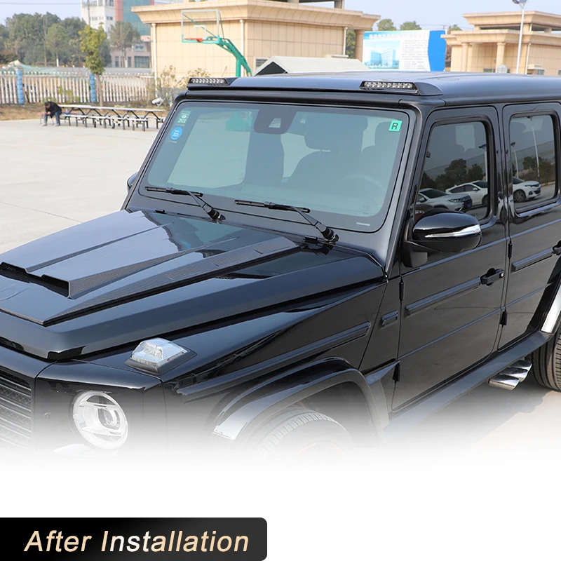 Car Front Roof Spoiler Carbon Fiber for Mercedes Benz G Class W463 W464 G550 G63 AMG 2019 UP Front Roof Wing Lip with Light 3