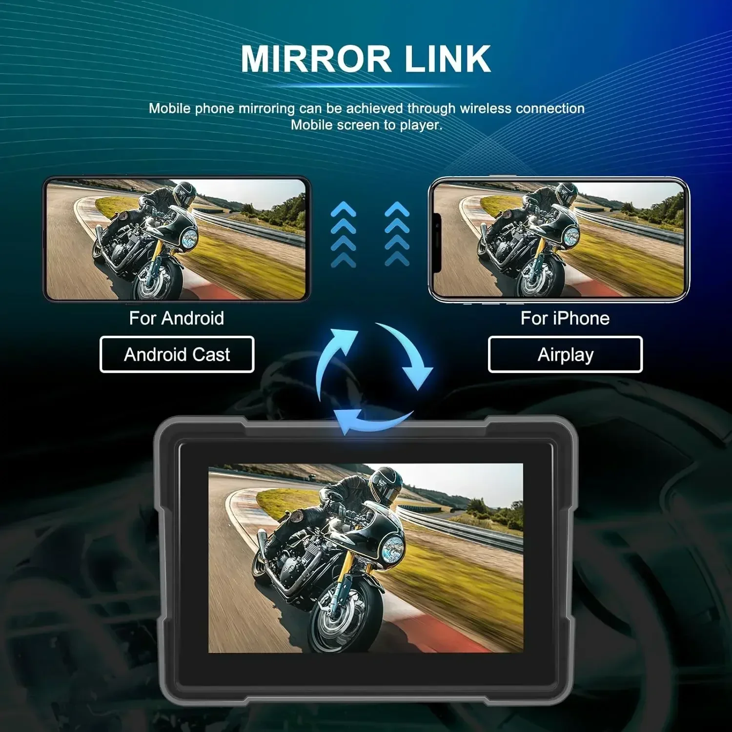 5 Inch Portable Mortorcycle Carplay Screen Wireless Carplay Android Auto GPS Navigation 1080P Dual Camera Video Recorder DVR