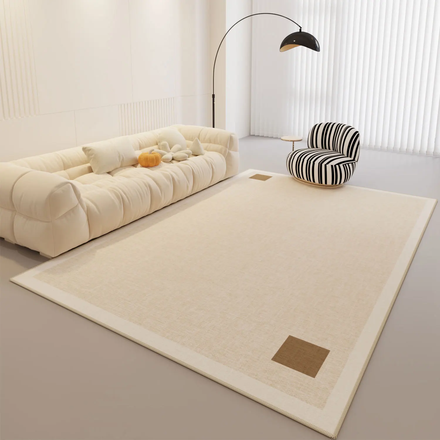 

F054-Cream style carpet, living room, high-end coffee table blanket, home simple bedroom floor mat