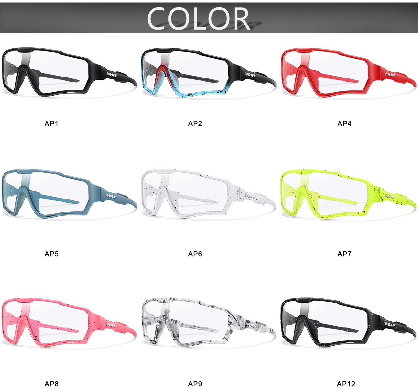 Detalje af flerfarvet TR-90 stel