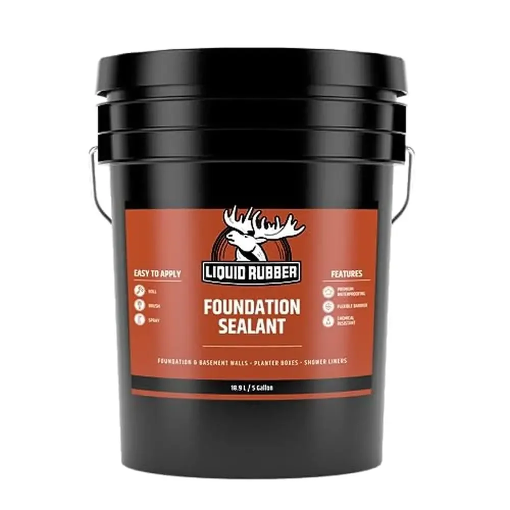 Waterproof Black Sealant Foundations Basements and More Flexible & Easy Application Environmentally Friendly 5 Gallon Size